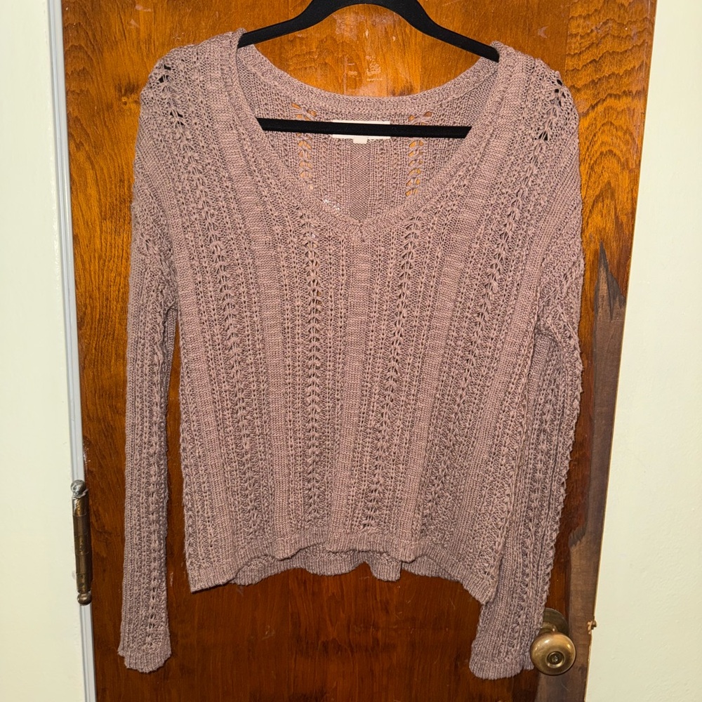 🌟NWOT🌟Lucky Brand Brown Knit Sweater Wide Sleeves Size M